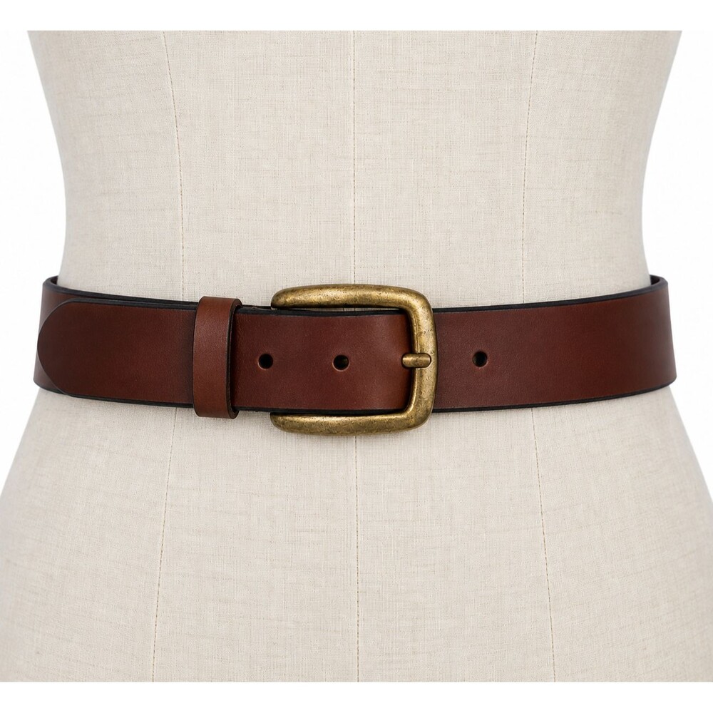 LL Bean Men's Genuine Leather Belt Size 40 Brown Brass Buckle Preppy